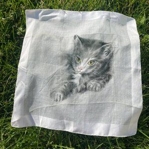 Vintage A. Skandia Print Cat Handkerchief | M25
